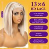 KOME Blonde Synthetic Lace Front Wig,13×6 Short Straight Glueless Bob