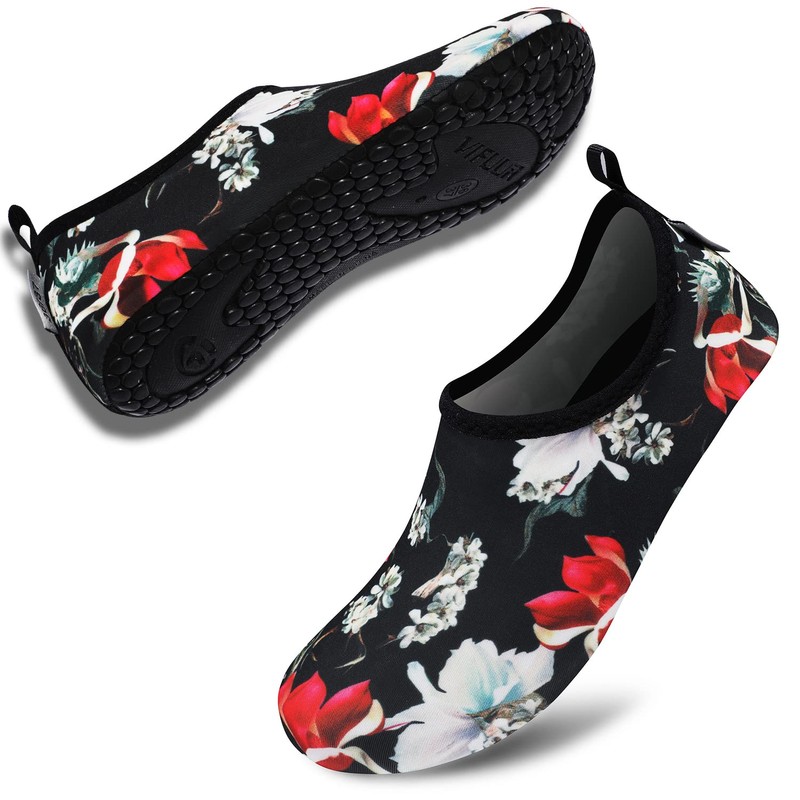 VIFUUR Water Sports Unisex Shoes Black Flower - 7.5-8.5 W
