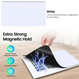 Seatern Magnetic Vent Covers, Extra Strong Magnets, White 8" x 12" (3 Pack) Ultra Thick 60mil, Complete Seal, Air Vent Covers for Home Floor, Ceiling, Wall Registers, HVAC, AC, RV, and Heater Vents