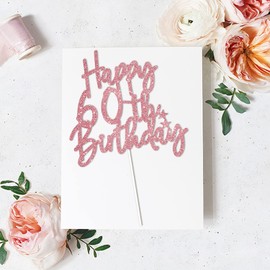 Happy 60th - Decoración para tarta (oro rosa)