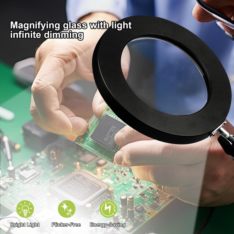 Zhiwei 10x Magnifying Glass with Light and Stand, 3 Color