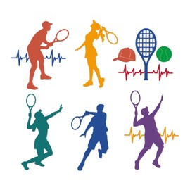 GLOBLELAND 9 Pieces Playing Tennis Cutting Dies Metal Tennis Player Punching Embossing Stencils for Paper Card Making Decoration DIY Scrapbooking Album Craft Decor