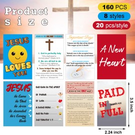 Chiisong 160 Pcs Gospel Tract Card Bulk Plan of Salvation Cards Pocket Prayer Holy Postcards Christian Inspirational Assorted Bible Verses Bookmark for Women Men Teens Ministering Tool Gifts, 8 Styles