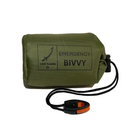 Emergency/Survival Bivvy Bag - Mylar Sleeping Bag, Survival shelter, Reflects 90% Body Heat, Hiking, Camping, Outdoors, Fishing, Hunting, overlanding, Scouts, Ripstop Carry Bag w/Whistle (Green)