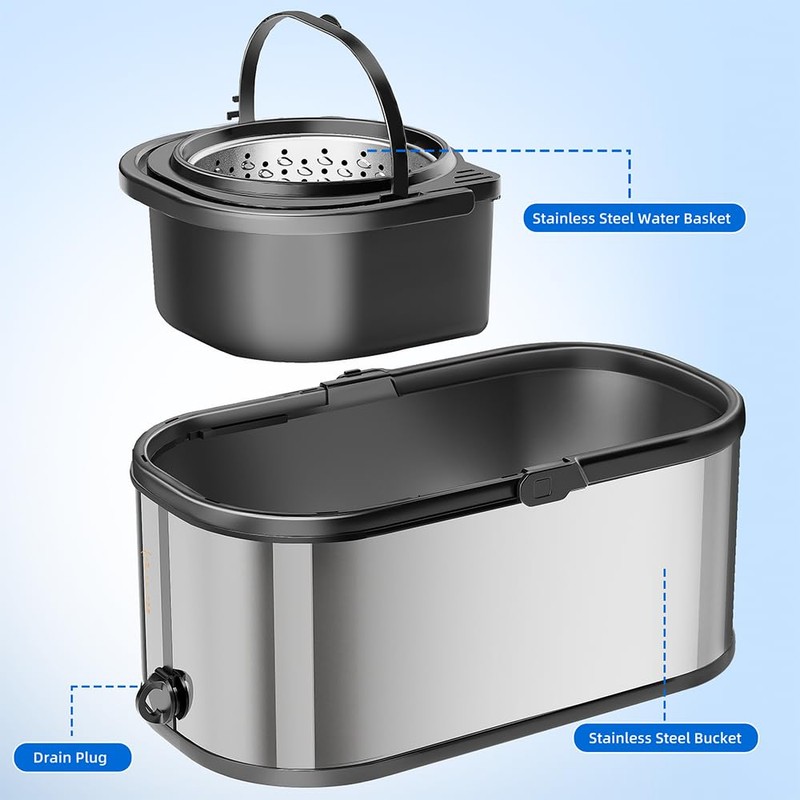 SWIFTIRON Spin Mop and Bucket with Wringer Set for Home,360°