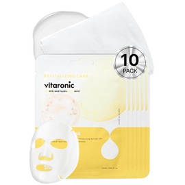 SNP Prep Vitaronic Ampoule Sheet Mask – Korean Face Mask with Vitamin C, Panthenol, and Triple Hyaluronic Acid for Radiant Glow, Uneven Skin Tone, and Moisture Balance, 10 Sheets