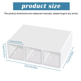 PRITOK Tea Box with 3 Drawers: Plastic Tea Bag Boxes, Storage Box for Tea Bags, Kitchen Organiser for Dressing Table, Tea Bags, Coffee Pods, Sugar (Transparent, 23 x 17 x 8 cm)