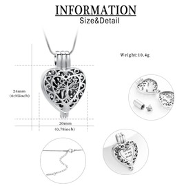 QGJNSGC Tree of Life Urn Necklaces for Ashes Celtic Knot Cremation Jewellery for Ashes Memory Jewellery for Women Men, Stainless Steel