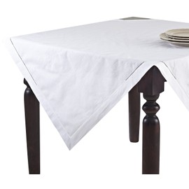 SARO LIFESTYLE Classic Design Hemstitched Blend Table Linen, 45", White