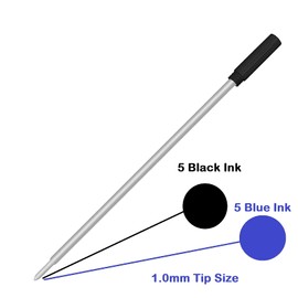 10 Pack, Pen Savings Ballpoint Pen Refills Compatible with Cross Ballpoint Pens, Medium, Bulk Packed (5 Black / 5 Blue)
