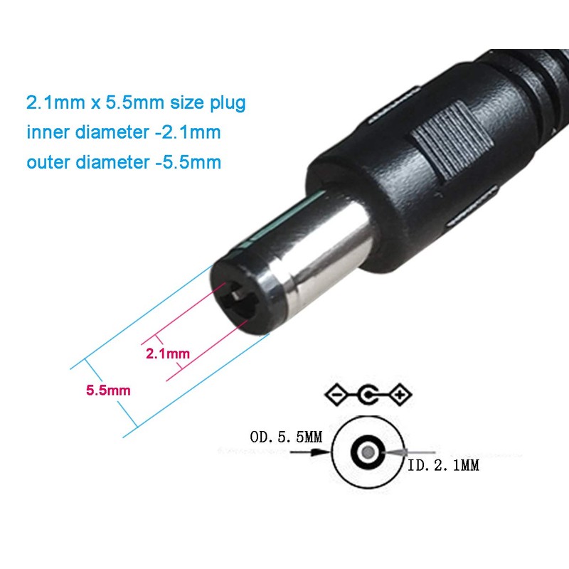2 Pack DC Power 1 Female to 2 Male 5.5mm