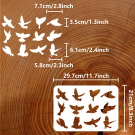 FINGERINSPIRE Flying Birds Painting Stencil 8.3x11.7inch Large Birds with Spreading Wings Stencil for Painting Reusable Animal Theme Drawing Template for DIY Crafts Home Wall Floor Tiles Decoration