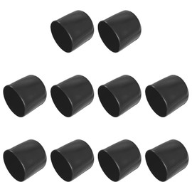 PATIKIL 10 Pack 40mm Vinyl Rubber End Caps Flexible Bolt Screw Cover Caps Round Thread Protector Caps for Metal Tube Rod Bolts Black