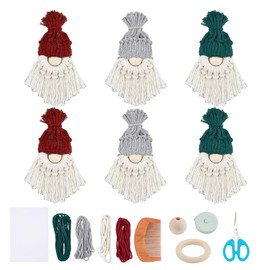 HALOULENI 6 Set DIY Santa Claus Kit DIY Macrame Christmas Kit Christmas Tree Decor Christmas Tree Hanging Ornaments Santa Elf Christmas Decorations