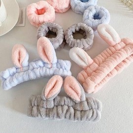 2 Rabbit Hair Wash Headbands / 헤어 세안 밴드 토끼 2개