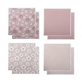 COOK WITH COLOR Eco-Friendly Reusable Swedish Dishcloths for Kitchen - Pack of 8 Reusable Paper Towels, Biodegradable Cellulose Sponge Cloths- Assorted Designs and Colors