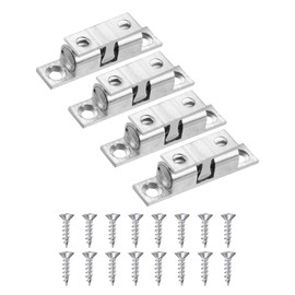 PATIKIL 40mm Double Ball Tension Roller Catch Latch, Solid Brass Adjustable Hardware Fitting with Screws for Cabinet Closet Tension Latch, Silver Tone