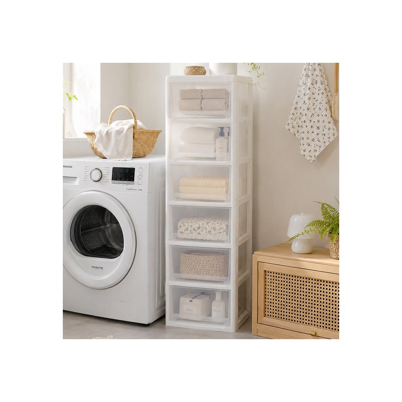 Bono House 36cm 6-Tier Transparent Plastic Drawer Unit Kitchen Storage
