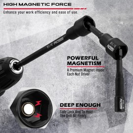 Magnetic Impact Long Nut-Driver Set:33-Piece SAE Hex Nut Driver Drill Bit with Screwdriver Bit Set Extension Nut Driver Setter for Mechanic Garages Workshops Repair