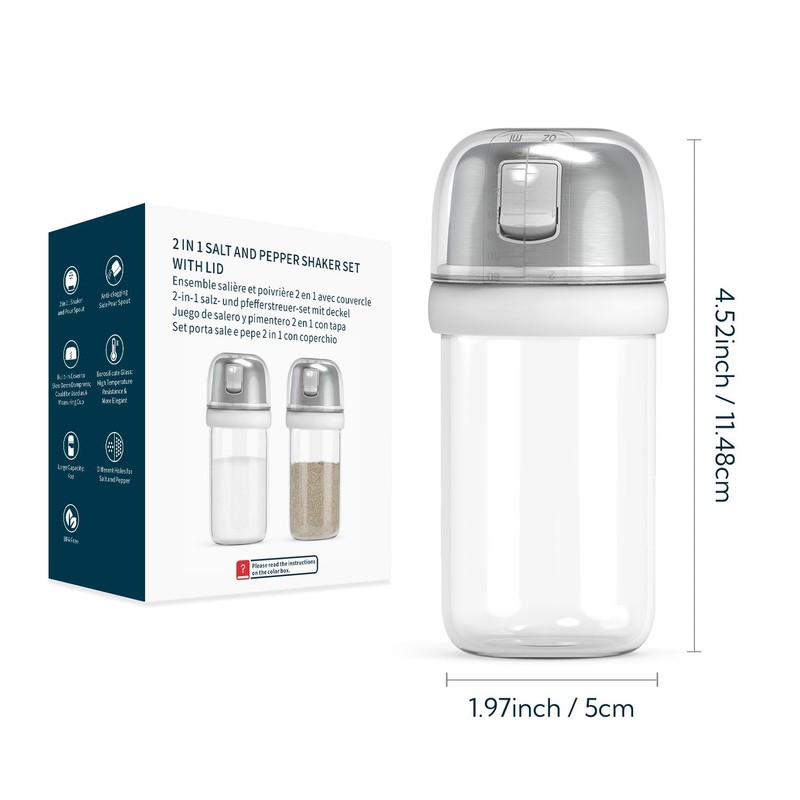 KTCHENDAO 2 in 1 Glass Salt and Pepper Shaker with