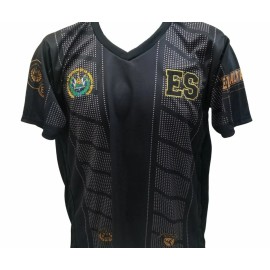 Unbranded CAMISA NEGRA SELECCION DE EL SALVADOR CON EL LOGO "ES" Y ESCUDO BORDADO - L