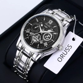 Reloj De Cuarzo Casual De Acero Impermeable Para Hombre D22 Plateado Negro/plateado Negro