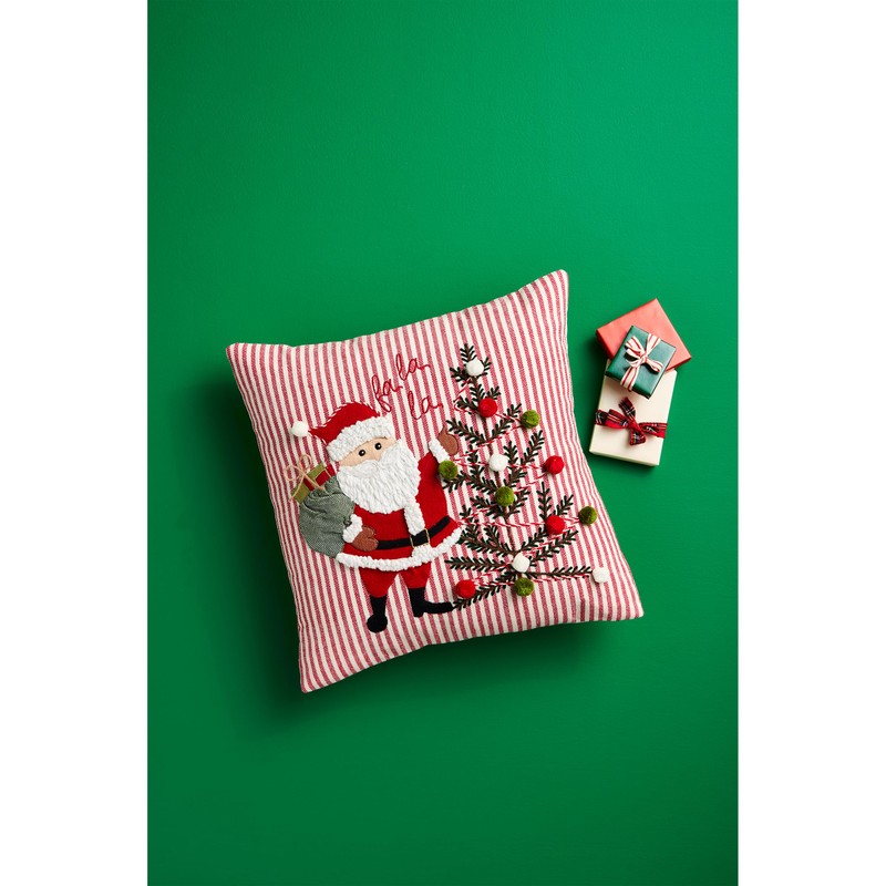 Mud Pie FA La Santa Pillow, 18" x 18", RED