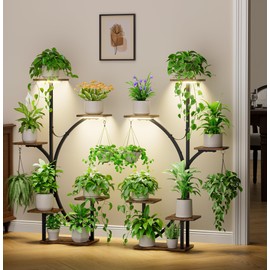 Plant Stand Indoor with Grow Lights - 2 Pack Corner Plant Shelf, 6 Tiered 47'' Indoor Plant Stands for Multiple Plants, K-Shaped Plant Rack Display Holder, Flower Stands for Living Room Patio Home