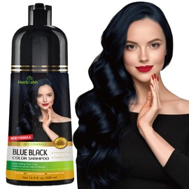 Herbishh Shampoo Colorante 3 en 1 para Cabello Canoso – Blue Black – Cubre Canas 100% en Minutos | Sin Amoníaco | Nutre, Limpia y Acondiciona | 500 ml
