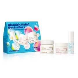 INNISFREE Blemish Relief Bestsellers, 30% savings, Korean Skincare Set with Jelly Moisturizer, Clay Mask & Retinol Serum, for Pores, Oil Control, Post-Acne Marks, K-Beauty Gift Set