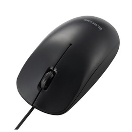 Elecom M-LE10URABK Wired Mouse, Large, 3 Buttons, Symmetrical, Black