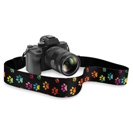 GLENLCWE Colorful Dog Paw Print Camera Strap,2’’ Wide Camera Straps for Photographers Soft Adjustable Shoulder Neck Strap for Men Women Kids