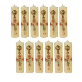 Luz María-Paquete de 12 Mini cirios Pascual decorado (Recuerdo, decorativo, pascuas)