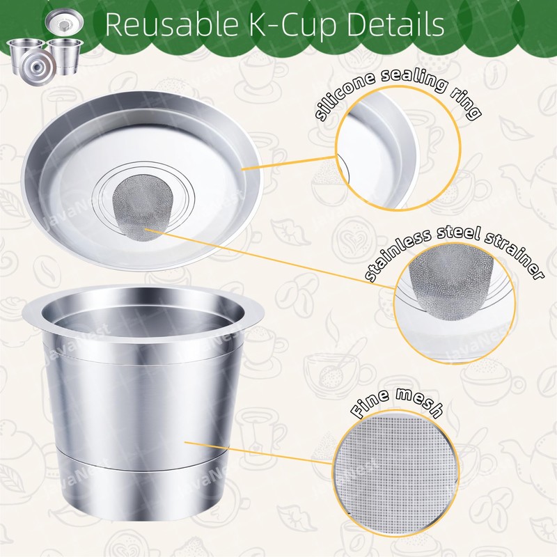 JavaNest 6 Pack Reusable K Cups for Keurig 1.0, Stainless