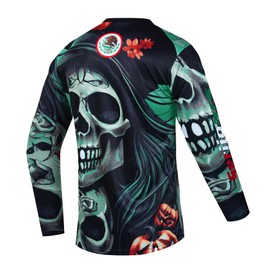 Pimaodog Men's Mountain Bike Jersey, Long Sleeve, Quick Dry, Off-Road Motocross Jersey, Downhill & Motocross Shirts (US, Alpha, XX-Large, Regular, Regular, Black/Green)