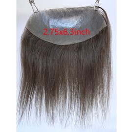 Men Forehead Hairline Toupee Real Human Hair Skin PU Man Hairpieces Hair Topper for Receding Natural Hairline Replacement System (#4 color, 2.75x6.3 Inch)