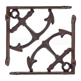 Unbranded 2 Cast Iron Anchor Shelf Brackets Cast Iron Nautical Navy Corner Braces 7.5 inch