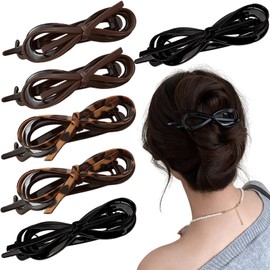 6PCS Bow Hair Clips,Twist Bow Leather Fashion Hair Tool, Clips Flat Hair Accessories for Women, Claw Clip Supplies