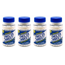 Necta Sweet Saccharin Tablets, 1/2 Grain, 1000 Tablet Bottle (Pack of 4)