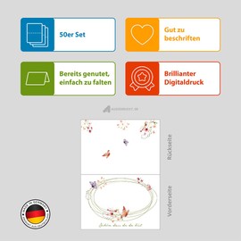 Partycards Pack of 50 Wedding Place Cards for Communion Confirmation, Name Badges Birthday, Table Decoration Name Cards Christening, Table Decoration, Name Plate, Place Cards Birthday