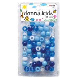 DONNA Medium Plastic Hair Beads, DIY Braiding Beads for Kids Hair Braids, 1PC Blue Mix Color