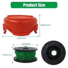 Upgraded SF-080 String Trimmer Spool Line Fit for Black and Decker SF-080-BKP 20ft 0.080" GH3000 LST540 GH3000R LST540B for Weed Eater Auto Feed Single Line with 90583594 Cap Covers Parts