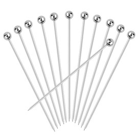 12 Pcs Stainless Steel Cocktail Picks Metal Cocktail Skewers Olives Picks for Martini Reusable Toothpicks for Cocktail Fruit Picks Drink Skewers Sticks for Appetizers Bloody Mary Garnish Picks for Bar