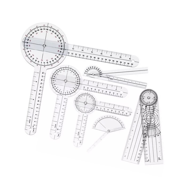 6PCS Medical Goniometer Set PVC Transparent Clear Scale Wear Resistant