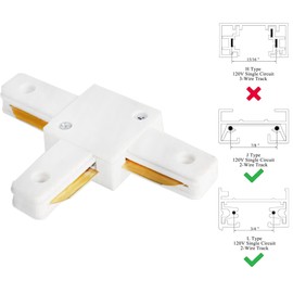 Bravsekai T Connector J or L Type Track Single Circuit 2-Wire Track Lighting Kit for J or L Track System Track Lighting Accessories 110V