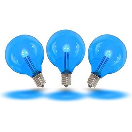 Novelty Lights 25 Pack G40 LED Outdoor String Light Patio Globe Replacement Bulbs, Blue, 3 LED's Per Bulb, Energy Efficient