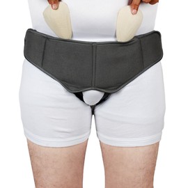 JSMA CARE Hernia Belt for Men Hernia Support Truss for Single/Double Inguinal Hernia, Adjustable Waist Strap with 2 Removable Compression Pads Breathable Material (GREY) (XX-Large)