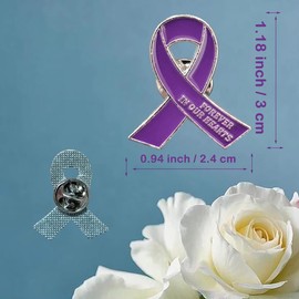 20 Pcs Funeral Ribbon Awareness Pins Memorial Lapel Brooches Forever In Our Hearts For Funeral Mourning Event (purple)