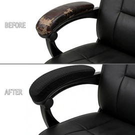 Melaluxe Stretch Office Chair Armrest Covers, Arm Rest Slipcovers (Black)