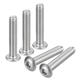 uxcell #10-32x1 Button Head Socket Cap Screws, 20pcs 304 Stainless Steel Fasteners Hex Bolts Screws, Full Thread Hex Drive Screws